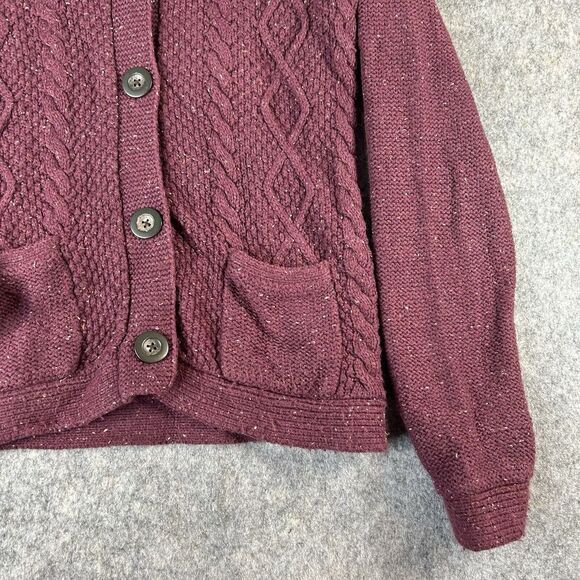 Eddie Bauer Sweater Womens Medium Cable Knit Cardigan Cotton Angora Rabbit - Picture 5 of 7